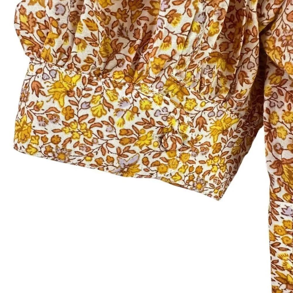 J. Crew Womens size 4 Puff-sleeve V-neck top in scattered blooms - Picture 7 of 10